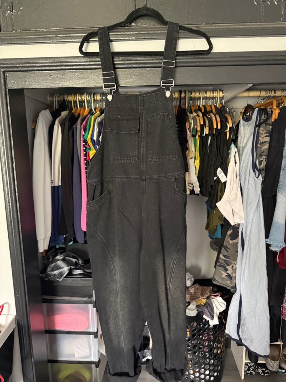 Black Women's Denim Overalls - Classic Relaxed Fit